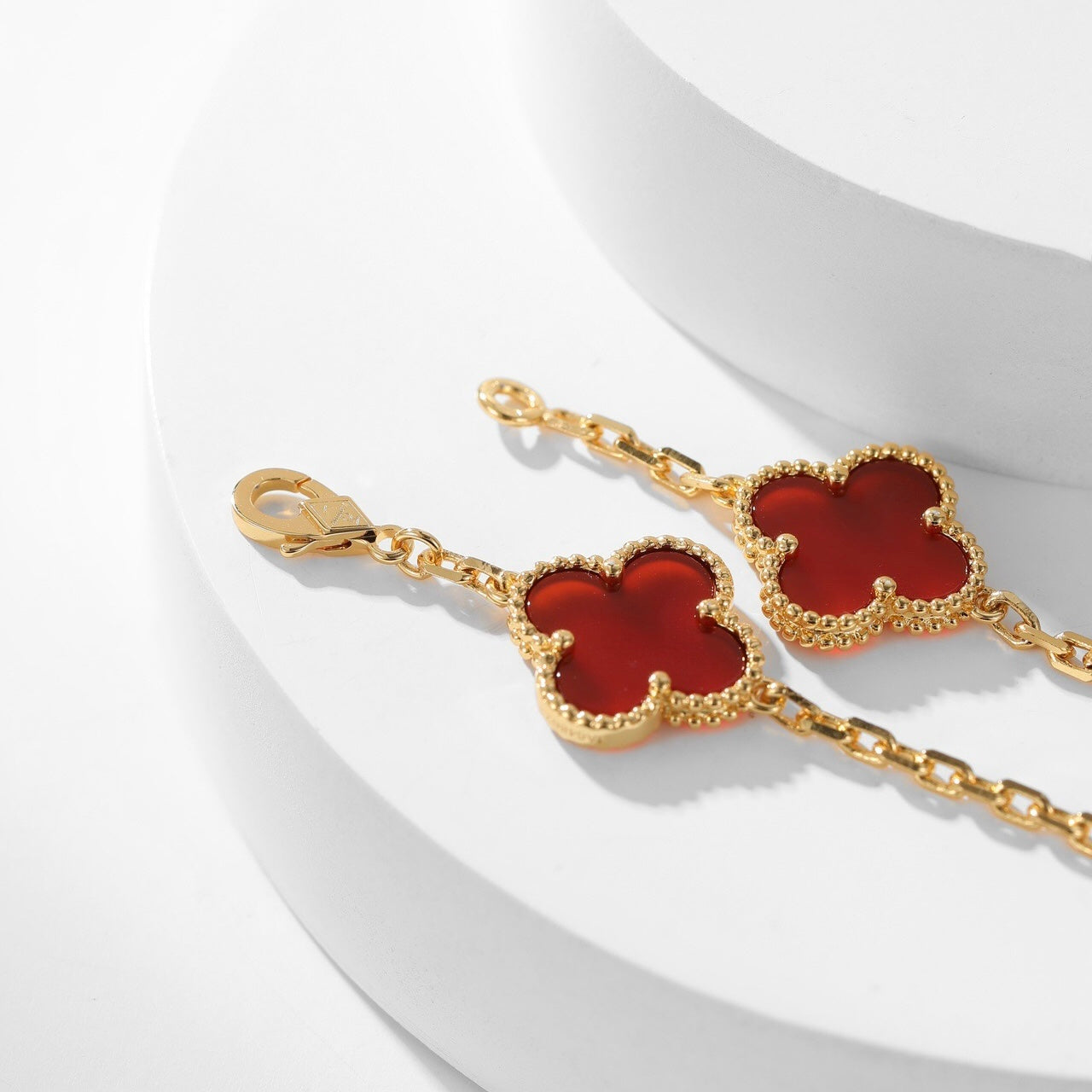 [Solara Jewelry]CLOVERS THE  10-MOTIFS CARNELIAN NECKLACE