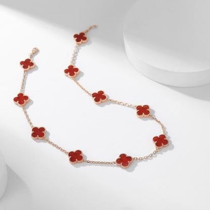 [Solara Jewelry]CLOVERS THE  10-MOTIFS CARNELIAN NECKLACE