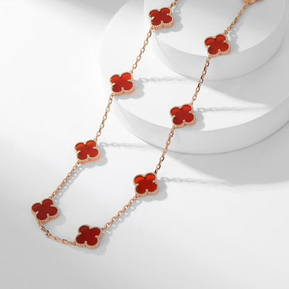 [Solara Jewelry]CLOVERS THE  10-MOTIFS CARNELIAN NECKLACE