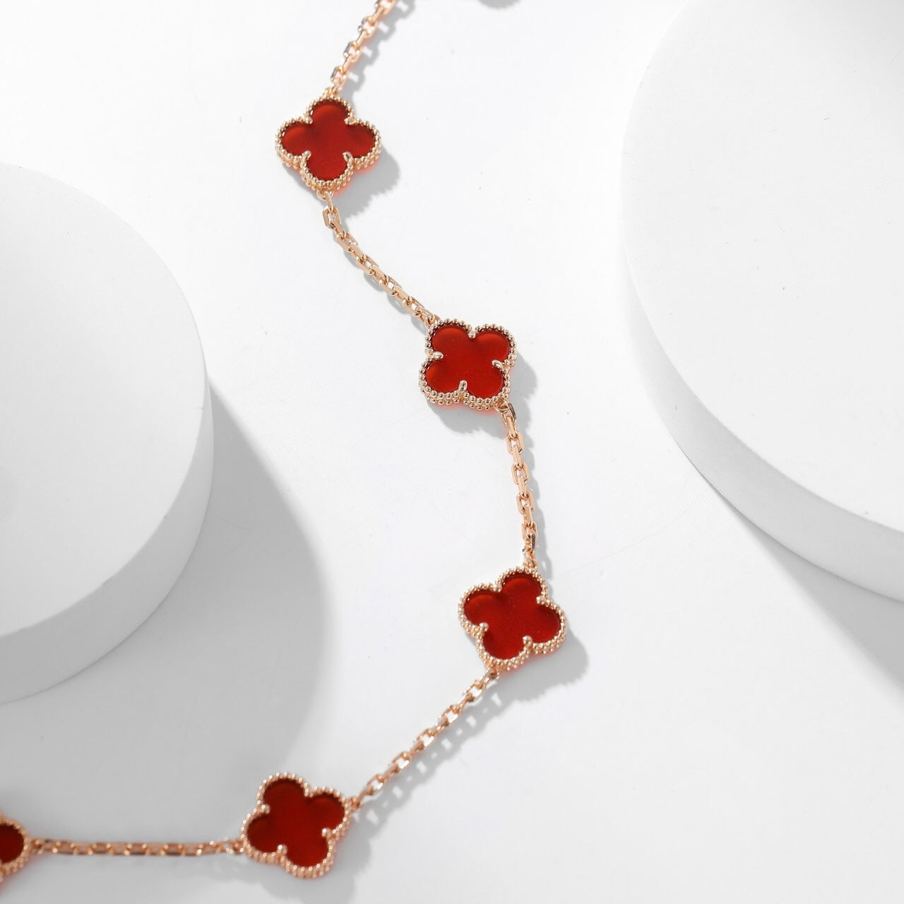 [Solara Jewelry]CLOVERS THE  10-MOTIFS CARNELIAN NECKLACE