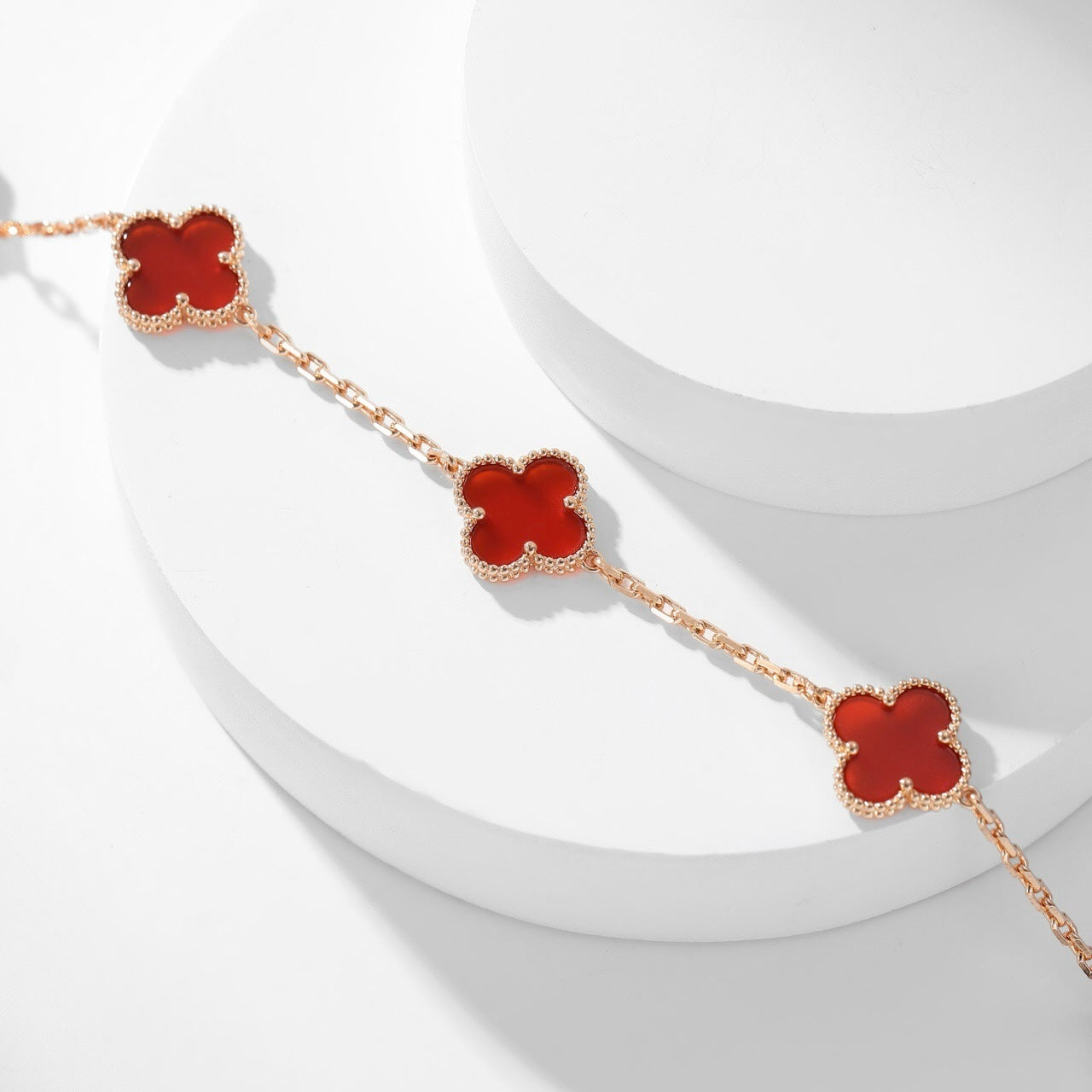 [Solara Jewelry]CLOVERS THE  10-MOTIFS CARNELIAN NECKLACE
