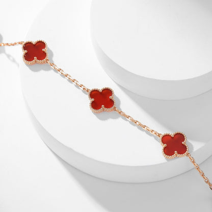 [Solara Jewelry]CLOVERS THE  10-MOTIFS CARNELIAN NECKLACE