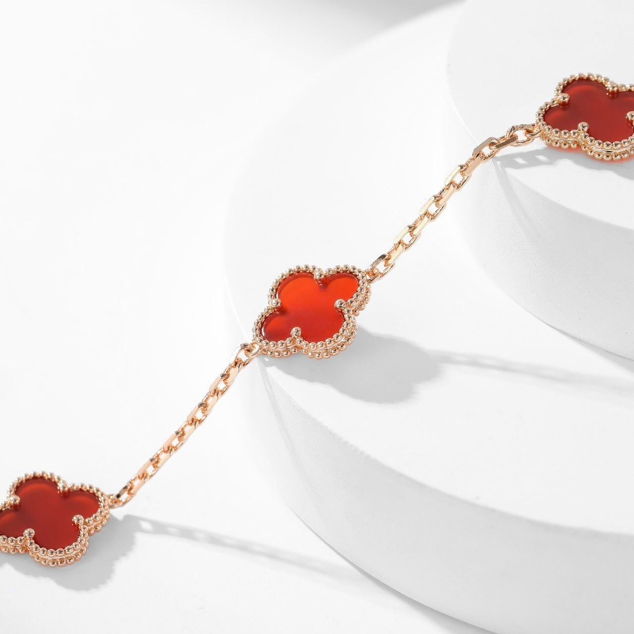 [Solara Jewelry]CLOVERS THE  10-MOTIFS CARNELIAN NECKLACE