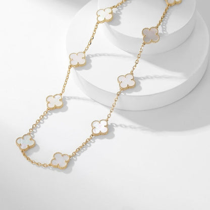 [Solara Jewelry]CLOVERS THE 10-MOTIFS WHITE MOTHER OF PEARL NECKLACE