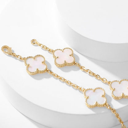 [Solara Jewelry]CLOVERS THE 10-MOTIFS WHITE MOTHER OF PEARL NECKLACE