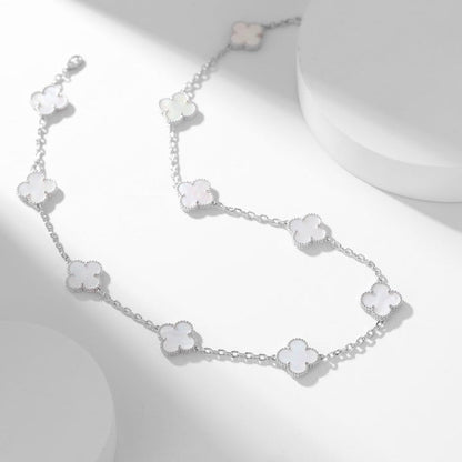 [Solara Jewelry]CLOVERS THE 10-MOTIFS WHITE MOTHER OF PEARL NECKLACE