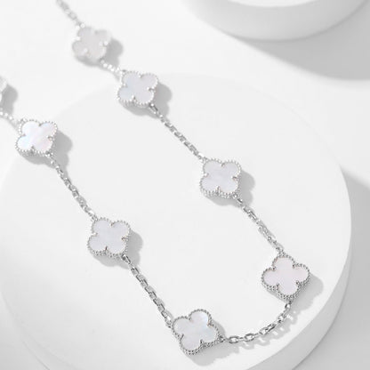 [Solara Jewelry]CLOVERS THE 10-MOTIFS WHITE MOTHER OF PEARL NECKLACE