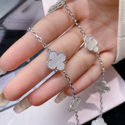 [Solara Jewelry]CLOVERS THE 10-MOTIFS WHITE MOTHER OF PEARL NECKLACE