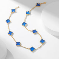 [Solara Jewelry]CLOVERS THE 10-MOTIFS BLUE AGATE NECKLACE