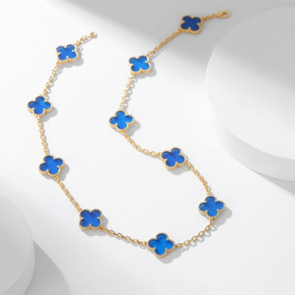 [Solara Jewelry]CLOVERS THE 10-MOTIFS BLUE AGATE NECKLACE