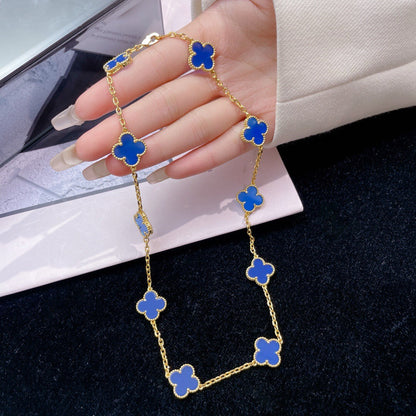 [Solara Jewelry]CLOVERS THE 10-MOTIFS BLUE AGATE NECKLACE