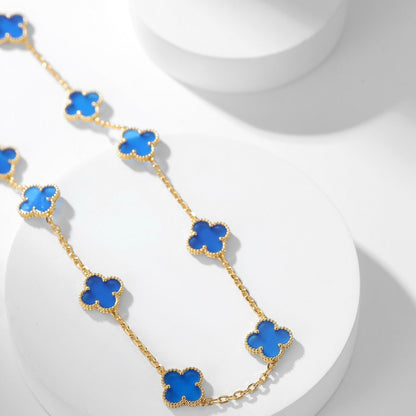 [Solara Jewelry]CLOVERS THE 10-MOTIFS BLUE AGATE NECKLACE