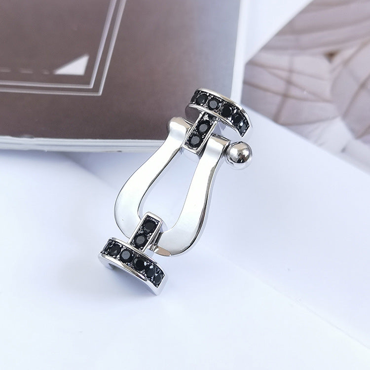 [Solara Jewelry]FORCE LARGE HORSESHOE BLACK DIAMOND BRACELET SILVER