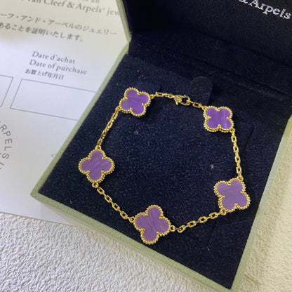 [Solara Jewelry]CLOVER  5 MOTIFS  PURPLE VIOLET BRACELET