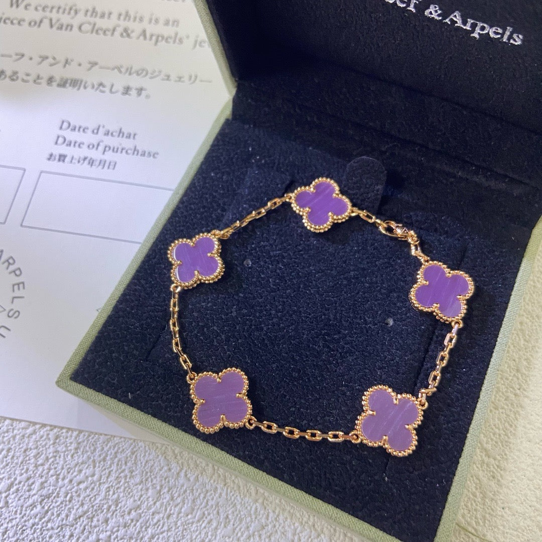 [Solara Jewelry]CLOVER  5 MOTIFS  PURPLE VIOLET BRACELET