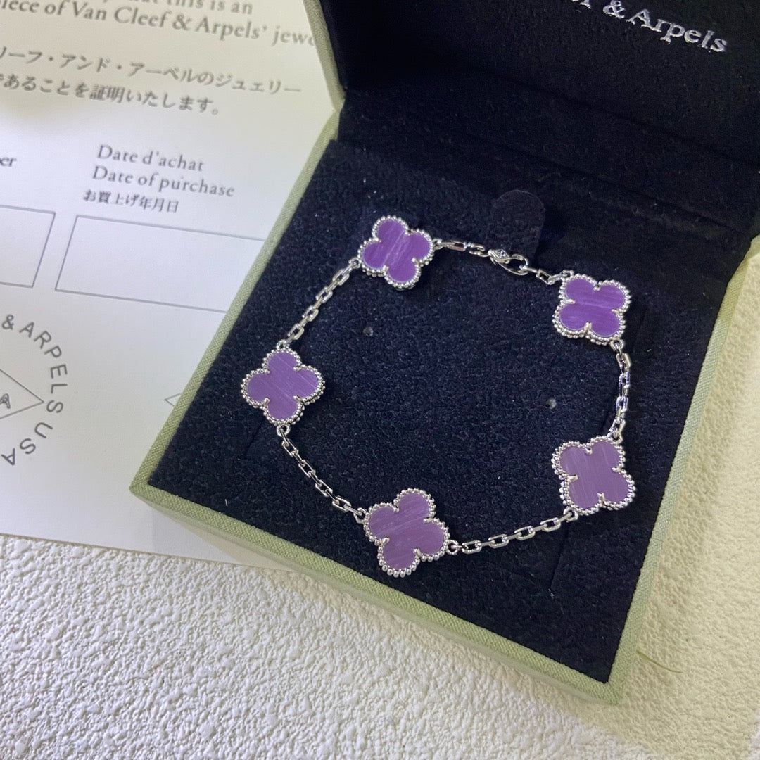[Solara Jewelry]CLOVER  5 MOTIFS  PURPLE VIOLET BRACELET