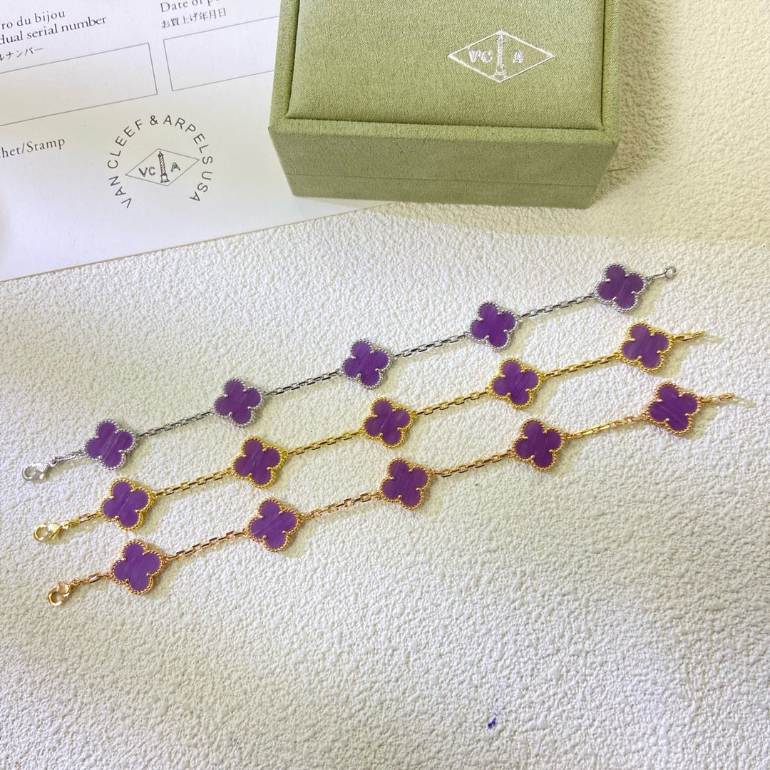 [Solara Jewelry]CLOVER  5 MOTIFS  PURPLE VIOLET BRACELET