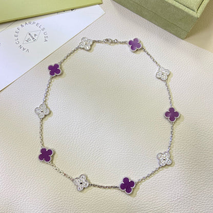 [Solara Jewelry]CLOVER 10 MOTIFS  PURPLE VIOLET DIAMOND NECKLACE