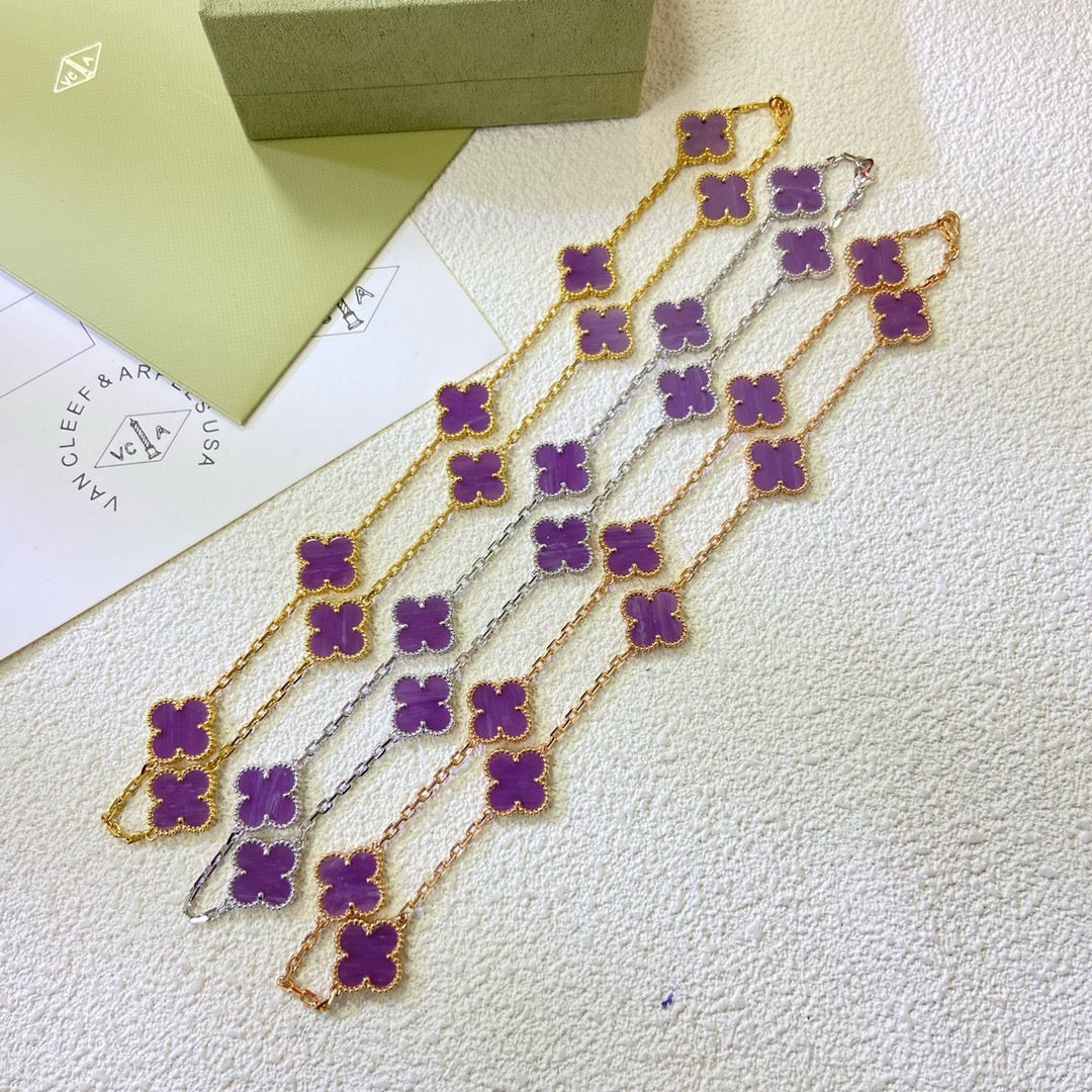 [Solara Jewelry]CLOVER 10 MOTIFS  PURPLE VIOLET  NECKLACE
