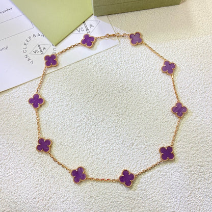 [Solara Jewelry]CLOVER 10 MOTIFS  PURPLE VIOLET  NECKLACE