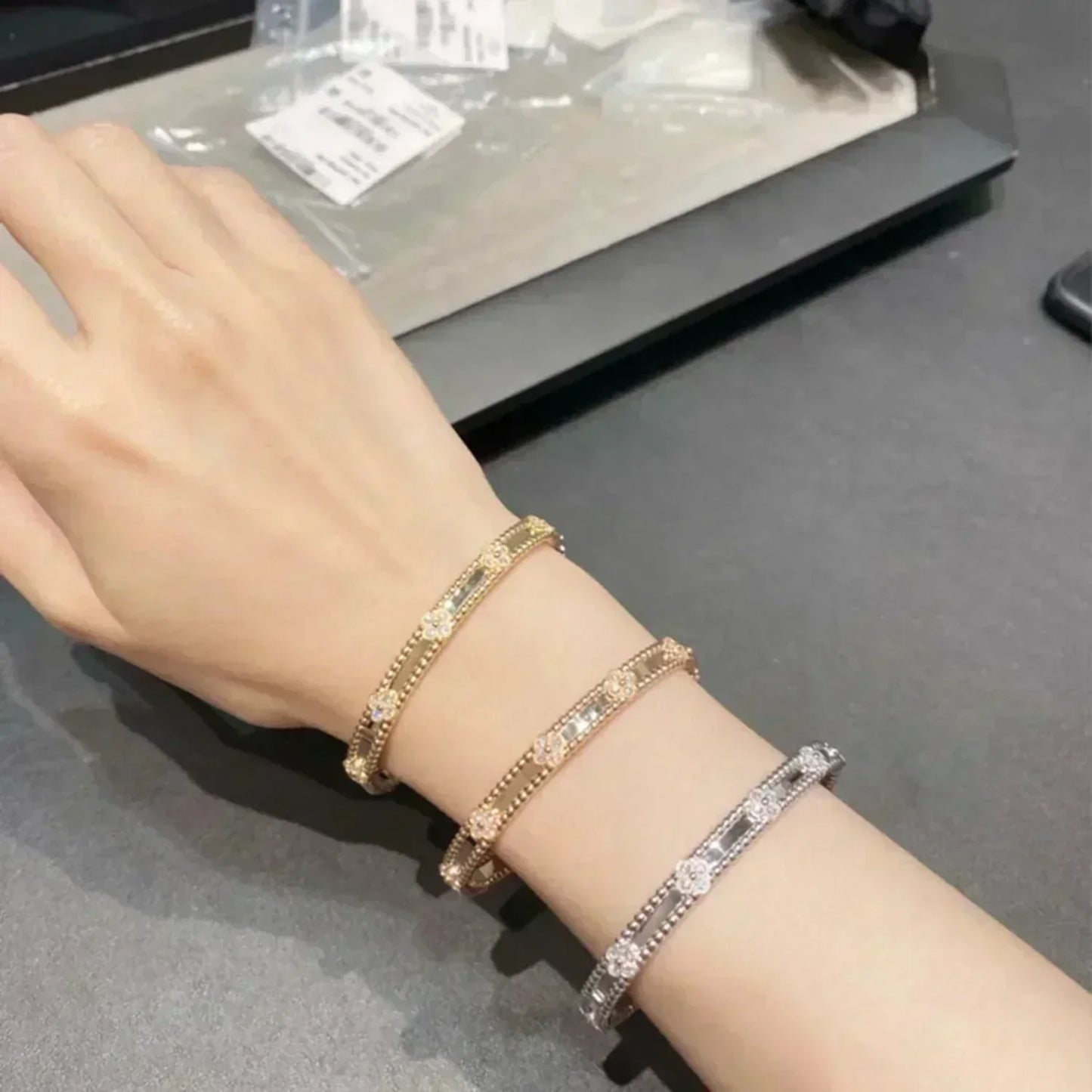 [Solara Jewelry]CLOVER BRACELET 4MM DIAMONDS