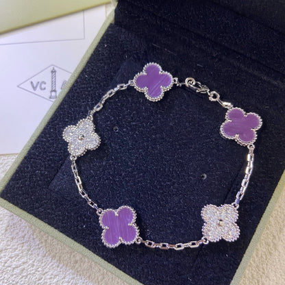 [Solara Jewelry]CLOVER  5 MOTIFS  PURPLE VIOLET DIAMOND BRACELET