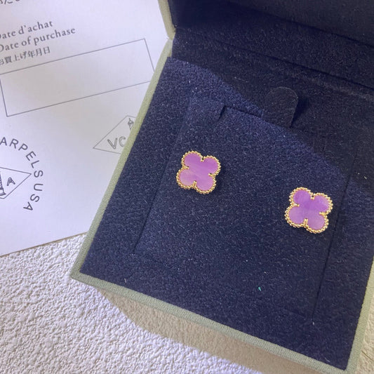 [Solara Jewelry]CLOVER MINI 9.5MM  PURPLE VIOLET EARRINGS
