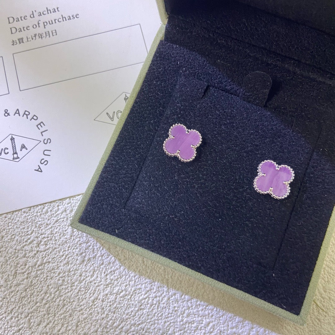[Solara Jewelry]CLOVER MINI 9.5MM  PURPLE VIOLET EARRINGS