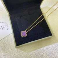 [Solara Jewelry]CLOVER 15MM  PURPLE VIOLET NECKLACE