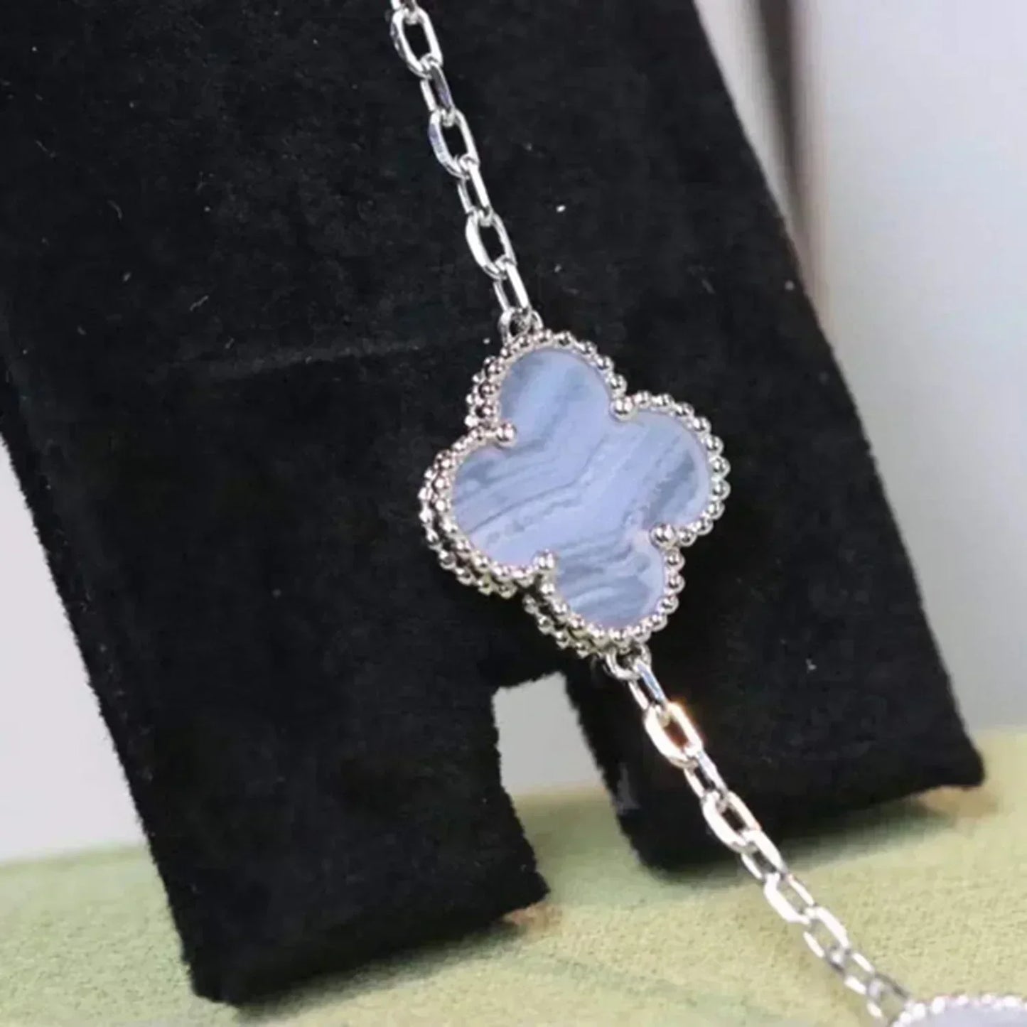 [Solara Jewelry]CLOVER  5 MOTIF PURPLE CHALCEDONY BRACELET SILVER