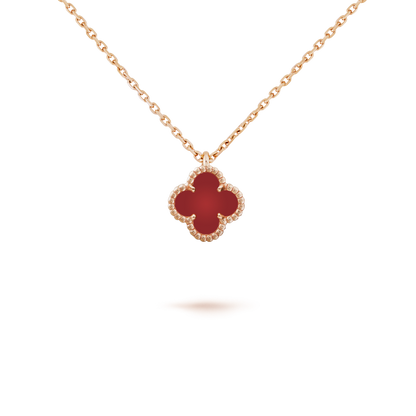 [Solara Jewelry]CLOVER MINI 9.5MM WHITE CARNELIANS NECKLACE