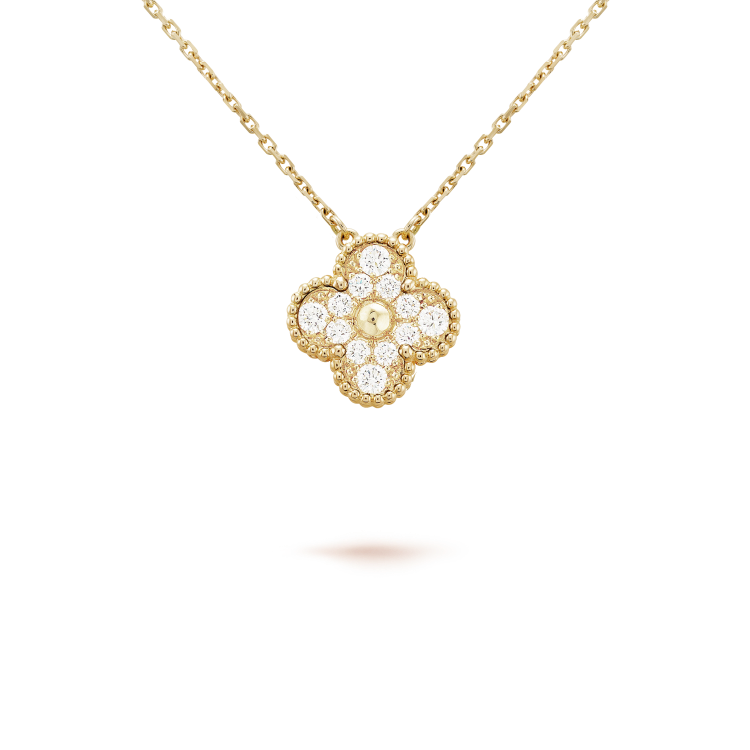 [Solara Jewelry]CLOVER 15MM DIAMOND SINGLE FLOWER NECKLACE