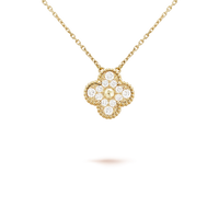 [Solara Jewelry]CLOVER 15MM DIAMOND SINGLE FLOWER NECKLACE