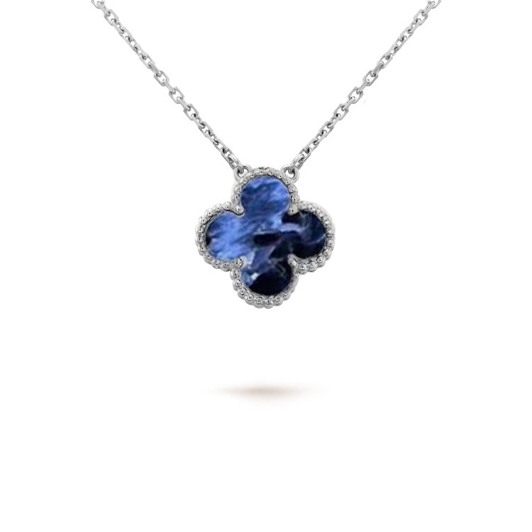 [Solara Jewelry]CLOVER 15MM PIETERSITE NECKLACE SILVER