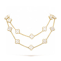 [Solara Jewelry]CLOVER 20 MOTIFS WHITE MOP NECKLACE