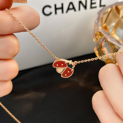 [Solara Jewelry]LUCKY  CARNELIANS LADYBUG NECKLACE