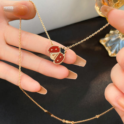 [Solara Jewelry]LUCKY  CARNELIANS LADYBUG NECKLACE