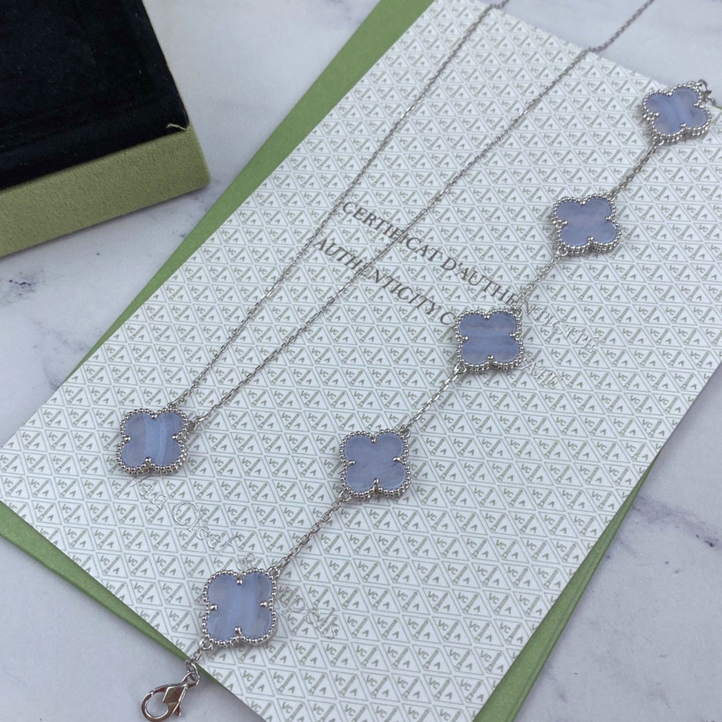 [Solara Jewelry]CLOVER  5 MOTIF PURPLE CHALCEDONY BRACELET SILVER