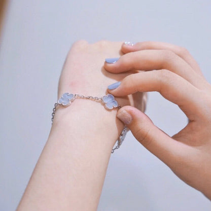 [Solara Jewelry]CLOVER  5 MOTIF PURPLE CHALCEDONY BRACELET SILVER