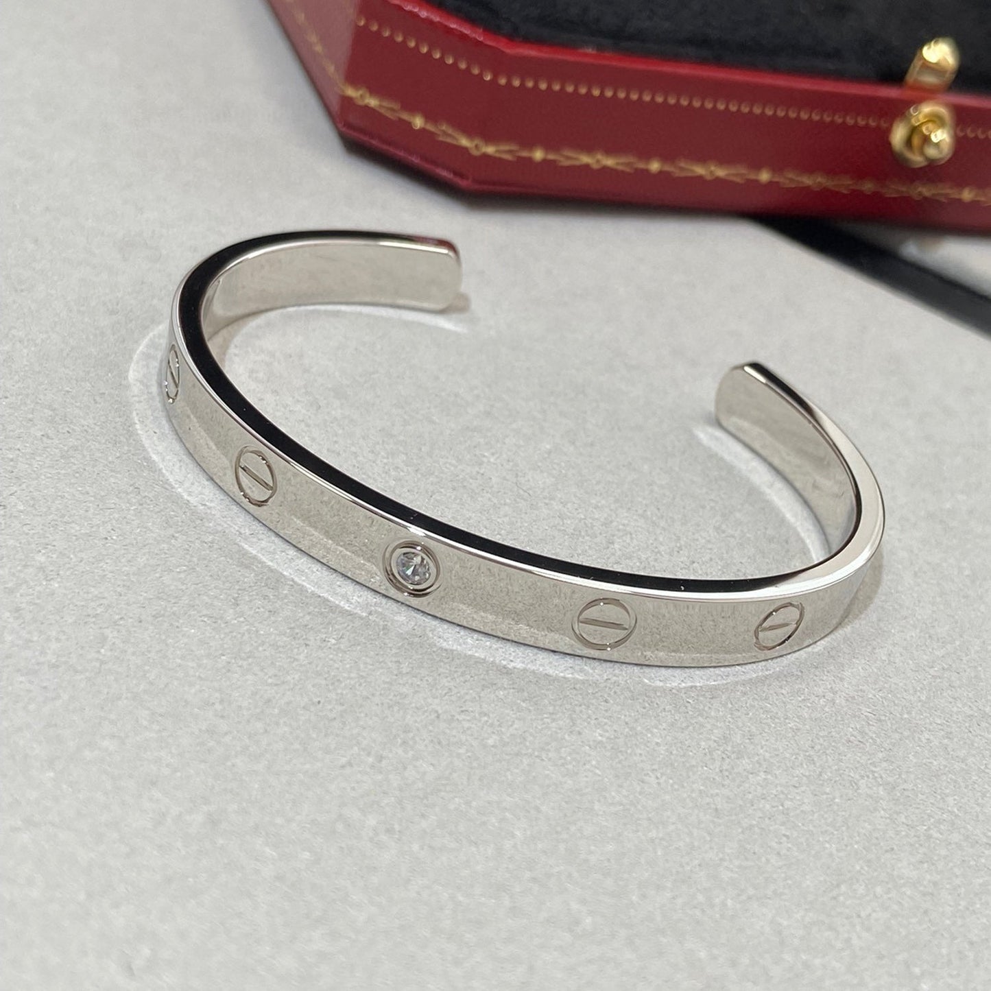 [Solara Jewelry]LOVE BRACELET 6.1MM 1 DIAMOND OPEN CUFF