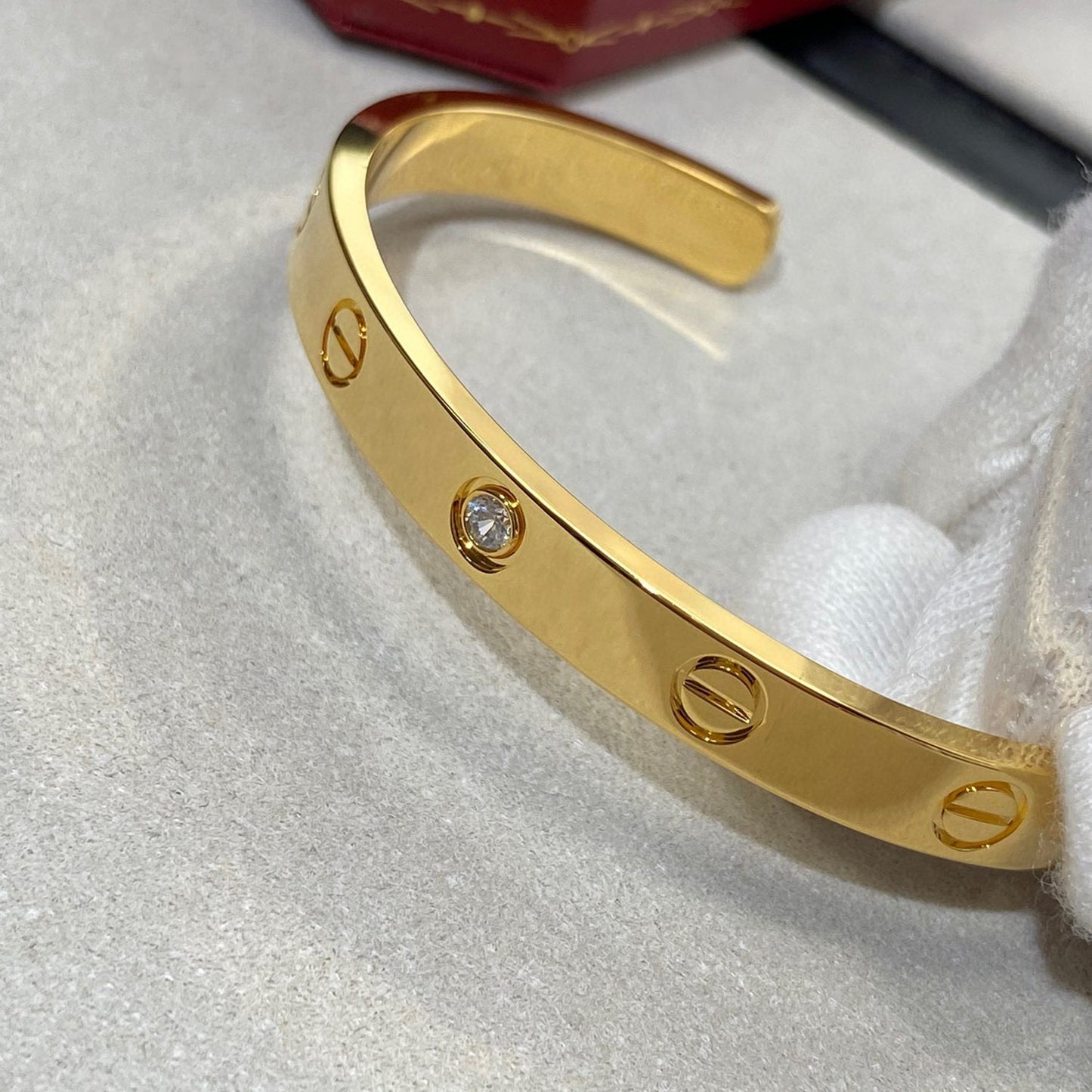 [Solara Jewelry]LOVE BRACELET 6.1MM 1 DIAMOND OPEN CUFF