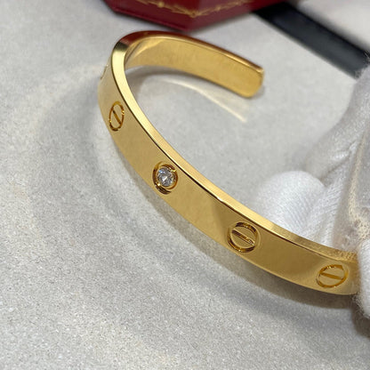 [Solara Jewelry]LOVE BRACELET 6.1MM 1 DIAMOND OPEN CUFF