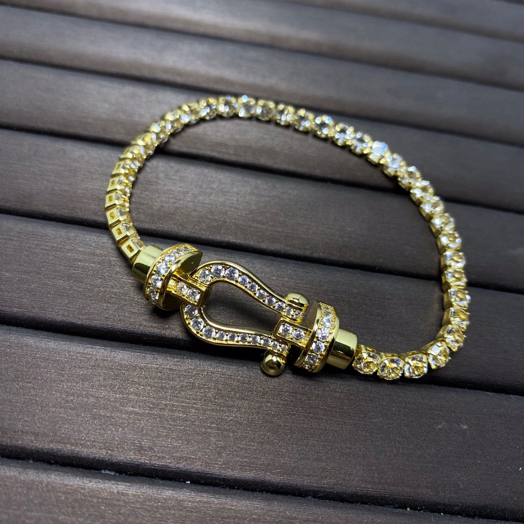 [Solara Jewelry]FORCE  LARGE HORSESHOE FULL DIAMOND TENNIS BRACELET