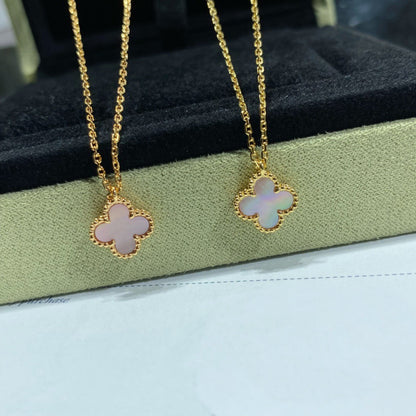 [Solara Jewelry]CLOVER 15MM PINK MOTHER-OF-PEARL SINGLE FLOWER NECKLACE