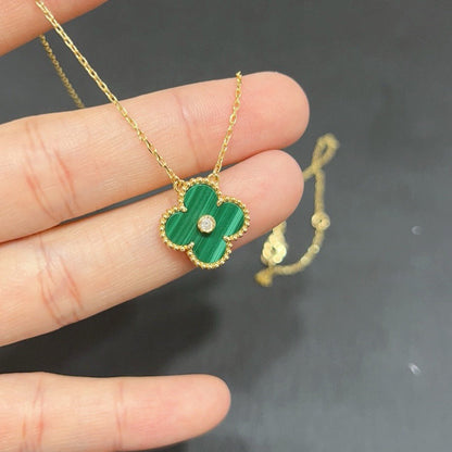 [Solara Jewelry]CLOVER 15MM DIAMOND TURQUOISE NECKLACE