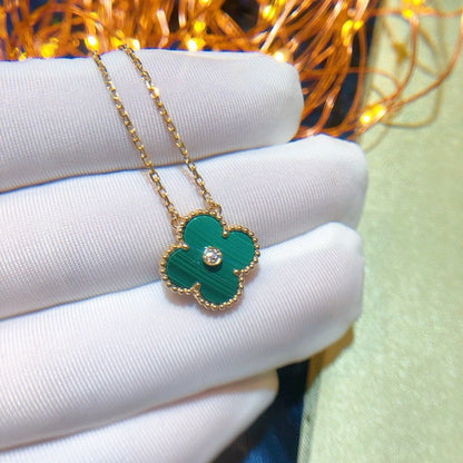 [Solara Jewelry]CLOVER 15MM DIAMOND TURQUOISE NECKLACE