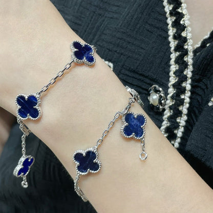 [Solara Jewelry]CLOVER 5 MOTIF PIETERSITE SILVER BRACELET