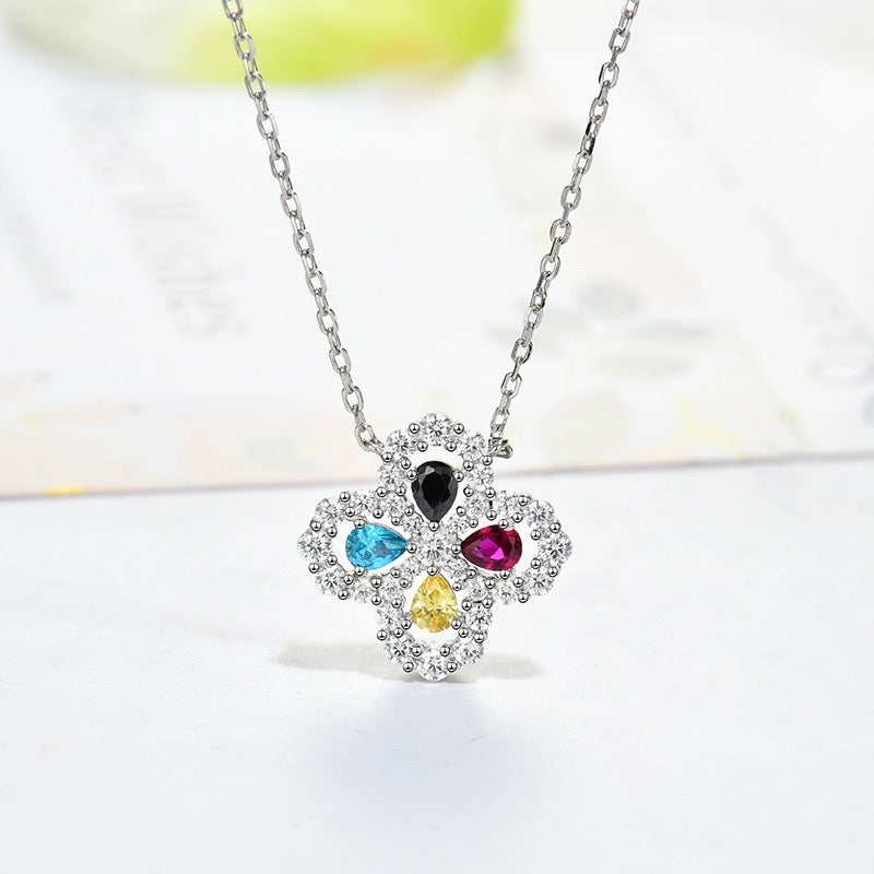 [Solara Jewelry]LOOP NECKLACE FULL MOTIF DIAMOND 16MM MULTIPLE COLORS