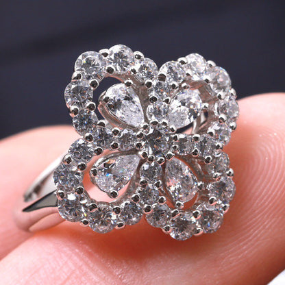 [Solara Jewelry]LOOP RING FULL MOTIF DIAMOND 16MM SILVE