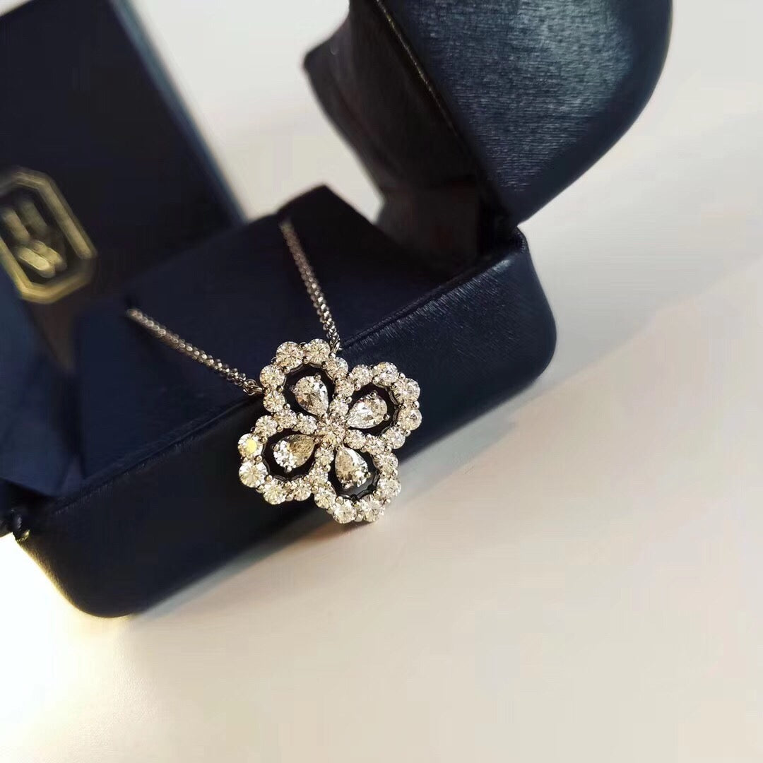 [Solara Jewelry]LOOP NECKLACE FULL MOTIF DIAMOND 16MM MULTIPLE COLORS